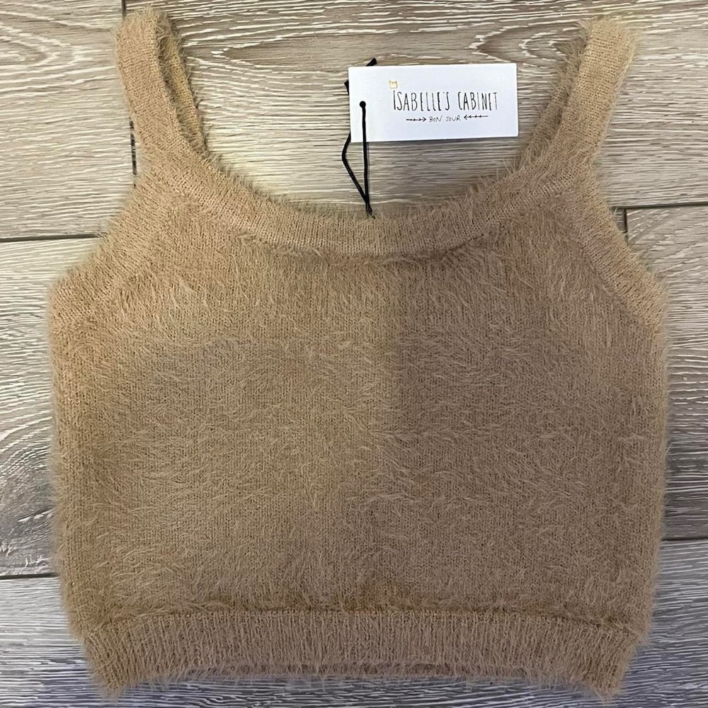 Isabelle's Caninet Brown Fluffy Cropped
Tank Top